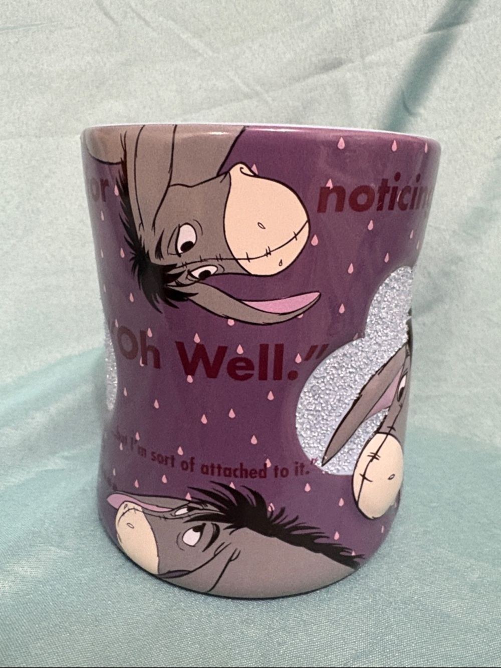 Eeyore Glittery Purple Disney Park Ceramic Mug - Classic Character Coffee Cup - Picture 3 of 7